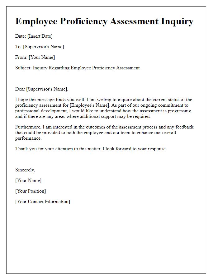 Letter template of employee proficiency assessment inquiry.