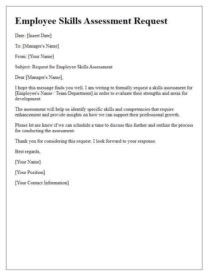 Letter template of employee skills assessment request