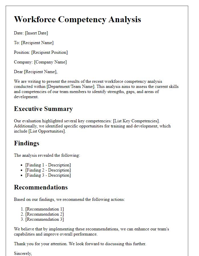 Letter template of workforce competency analysis