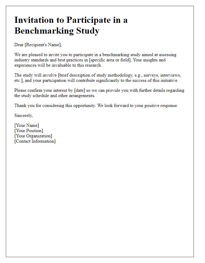 Letter template of benchmarking study invitation