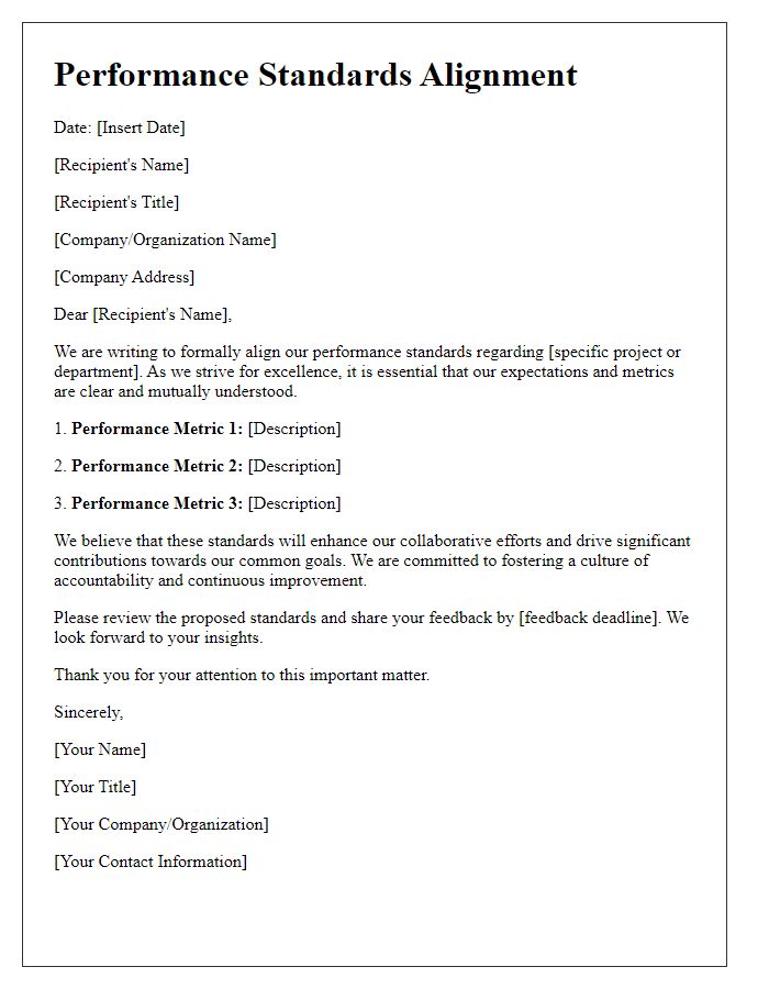 Letter template of performance standards alignment