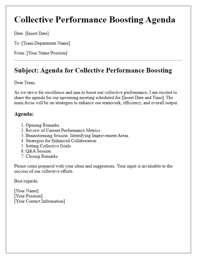 Letter template of collective performance boosting agenda