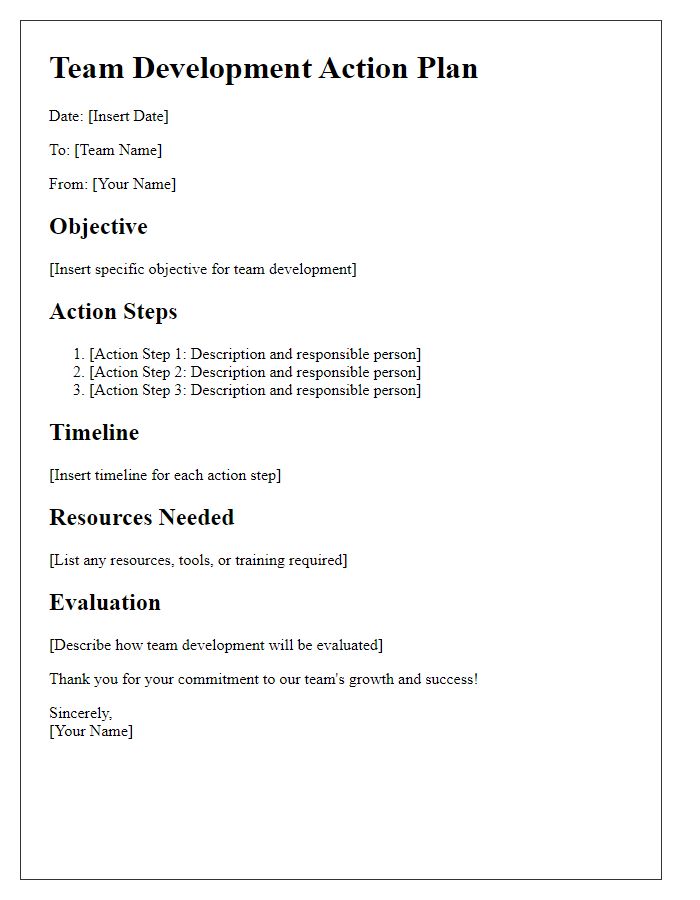 Letter template of team development action plan