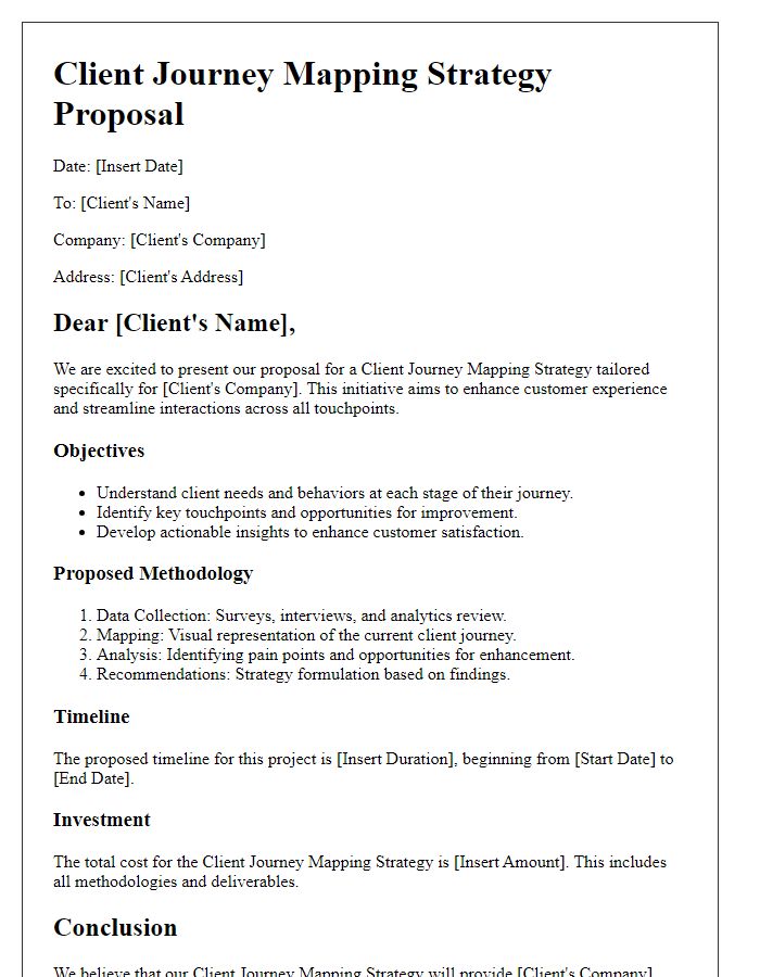 Letter template of client journey mapping strategy proposal