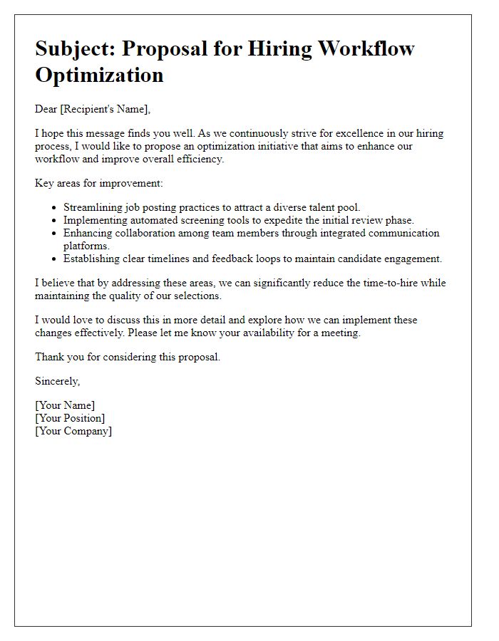 Letter template of hiring workflow optimization