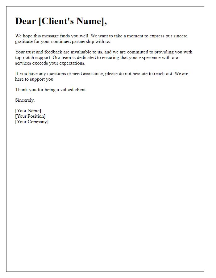 Letter template of salute for high-quality client support.