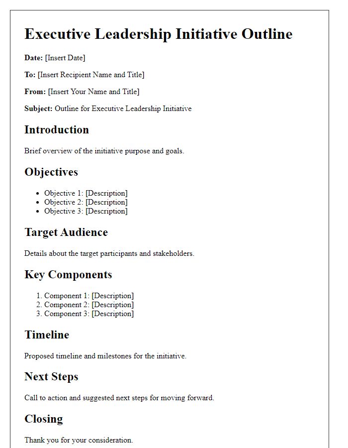 Letter template of executive leadership initiative outline