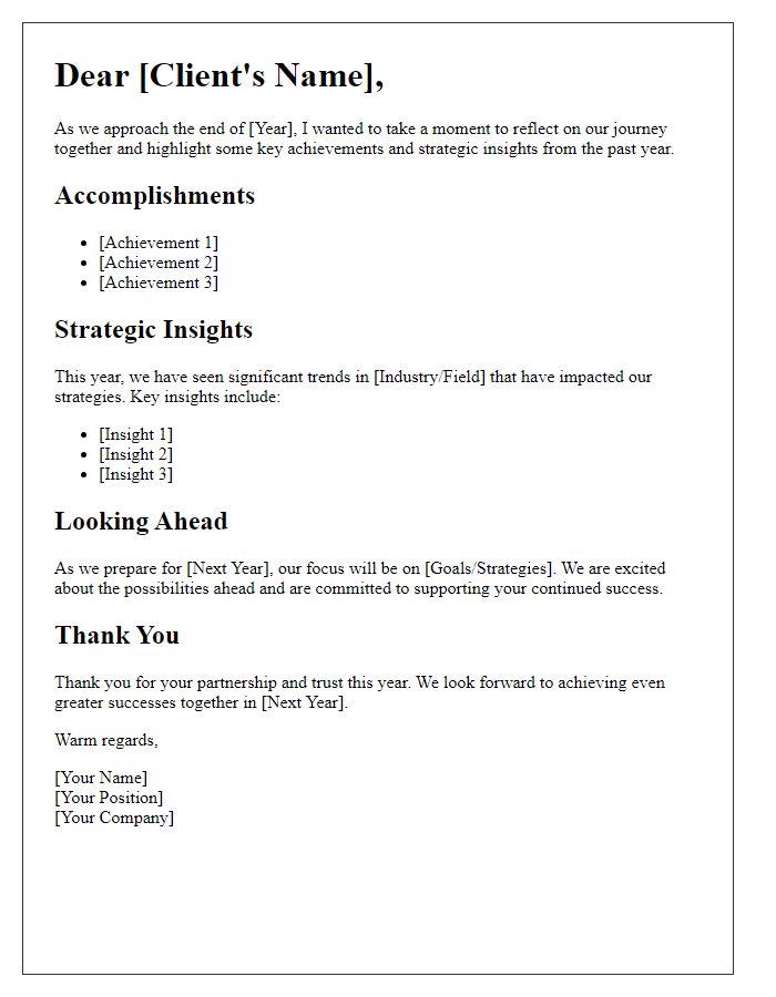 Letter template of client year's end strategic recap