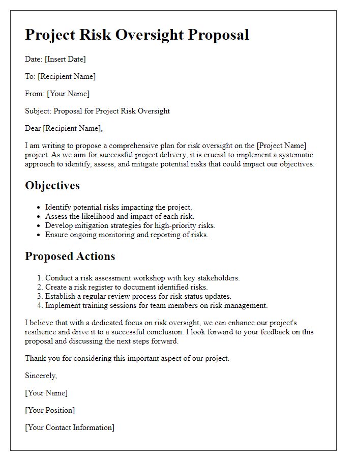 Letter template of project risk oversight proposal