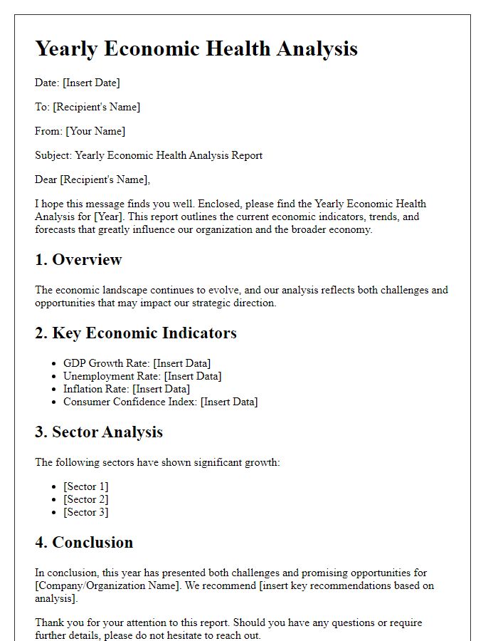 Letter template of yearly economic health analysis