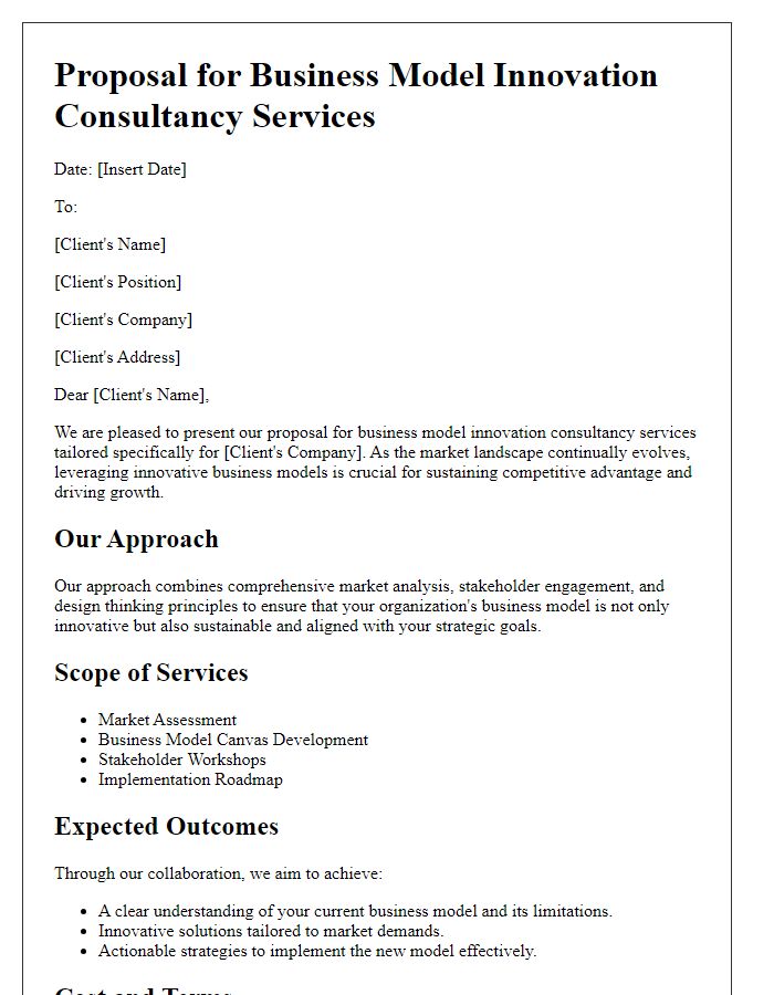 Letter template of proposal for business model innovation consultancy services