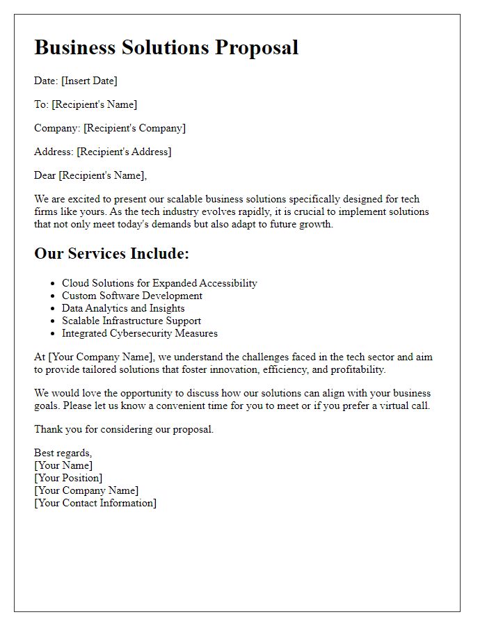 Letter template of scalable business solutions for tech firms