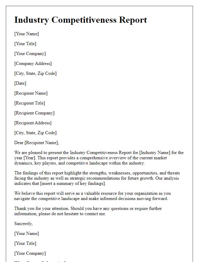 Letter template of industry competitiveness report