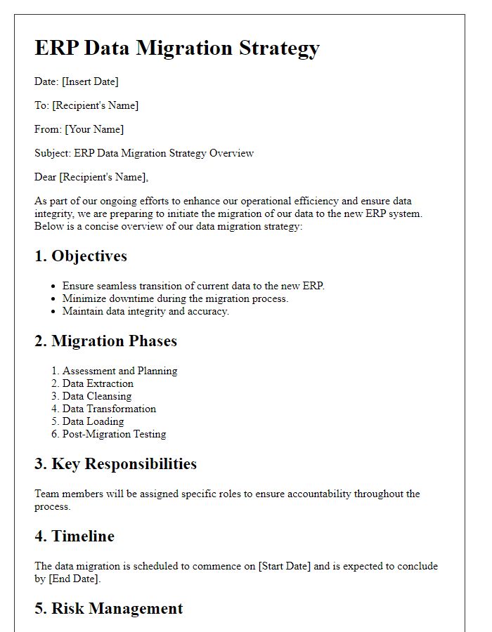 Letter template of ERP data migration strategy