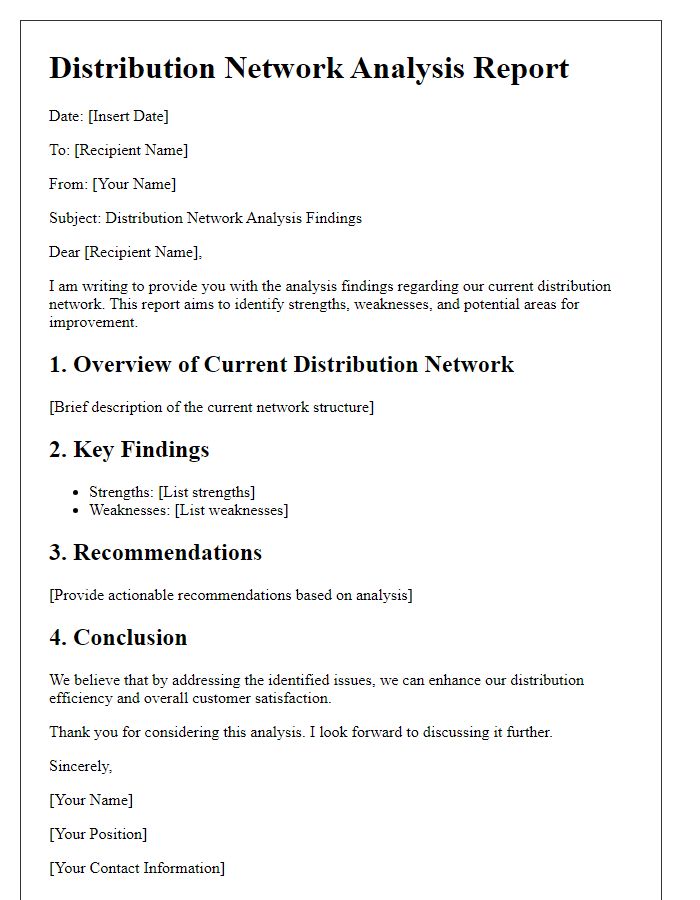 Letter template of distribution network analysis