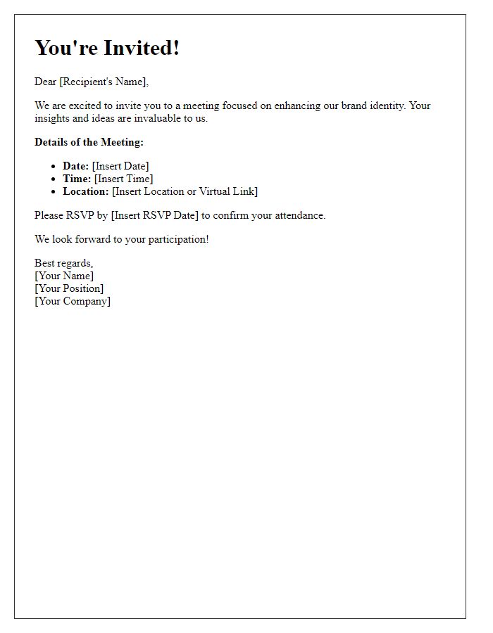 Letter template of brand identity enhancement meeting invitation