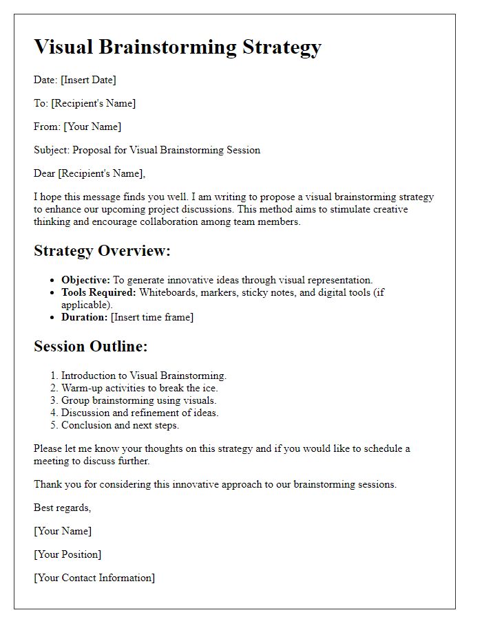 Letter template of visual brainstorming strategy details