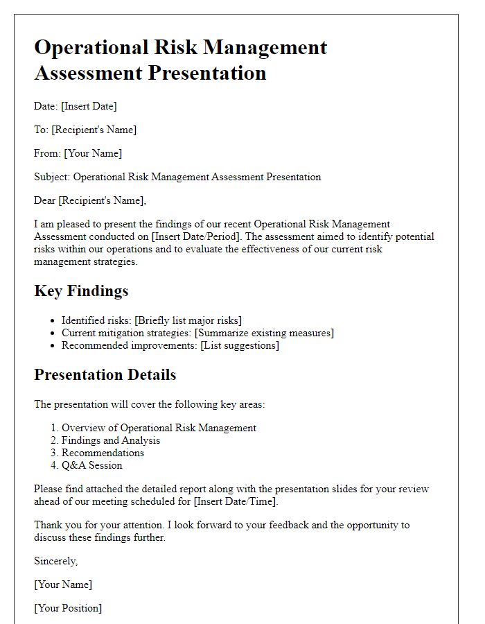 Letter template of operational risk management assessment presentation