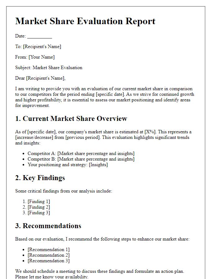 Letter template of market share evaluation