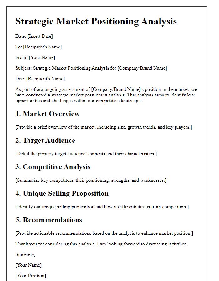 Letter template of strategic market positioning analysis