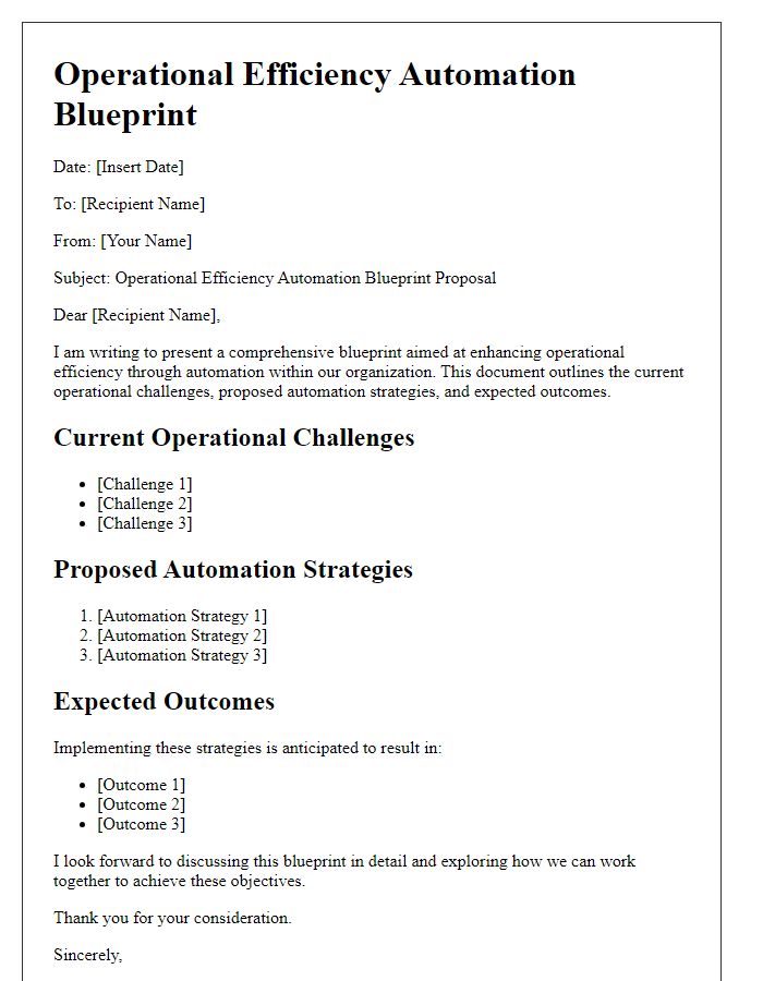 Letter template of operational efficiency automation blueprint