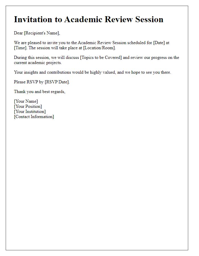 Letter template of invitation for academic review session