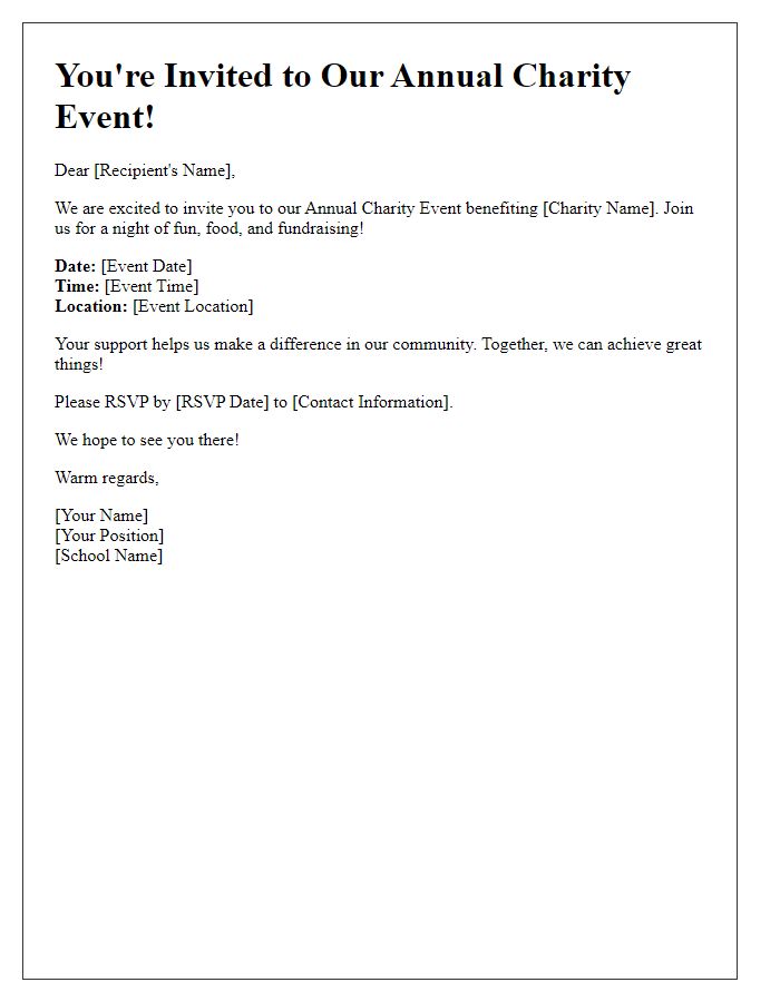 Letter template of school charity event invitation