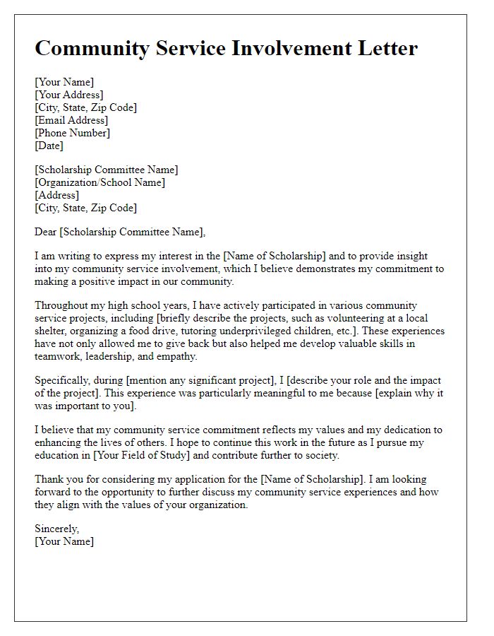 Letter template of community service involvement for scholarship request