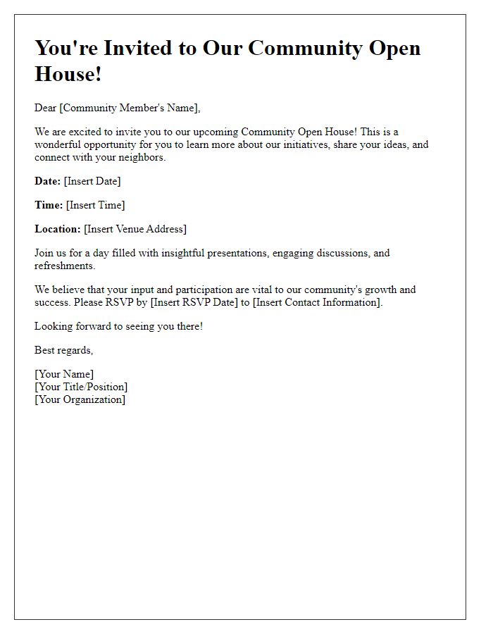 Letter template of invitation for community open house