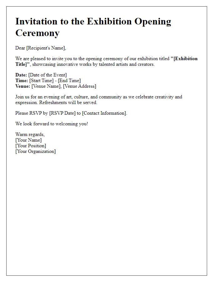 Letter template of Exhibition Opening Ceremony Invitation