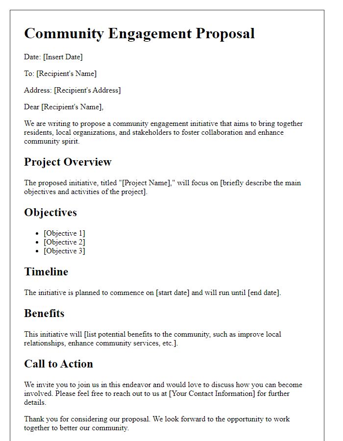 Letter template of community engagement proposal