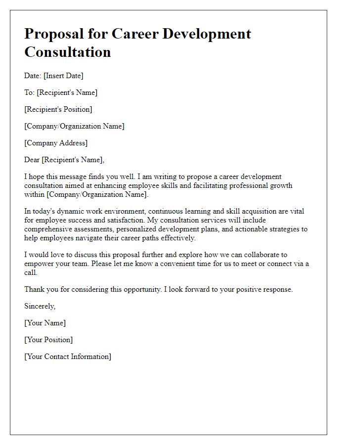 Letter template of proposing a career development consultation.