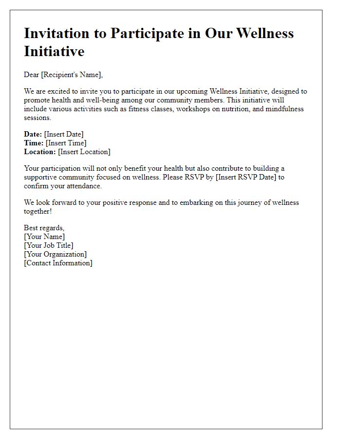 Letter template of wellness initiative participation invitation