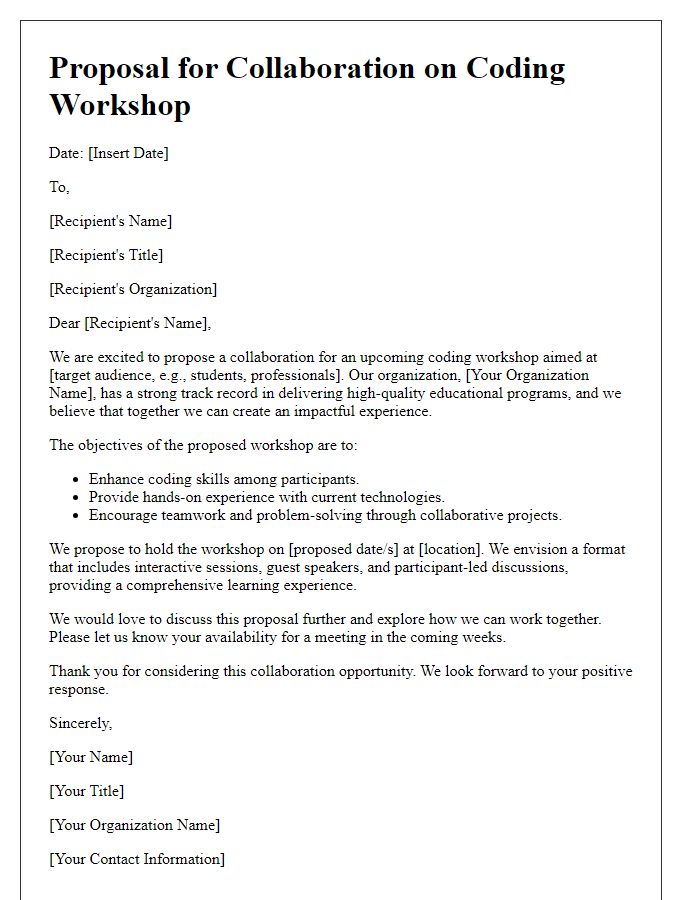 Letter template of collaboration proposal for coding workshop