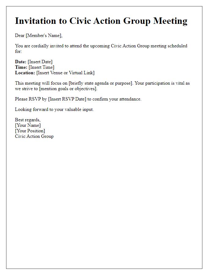 Letter template of civic action group meeting invite