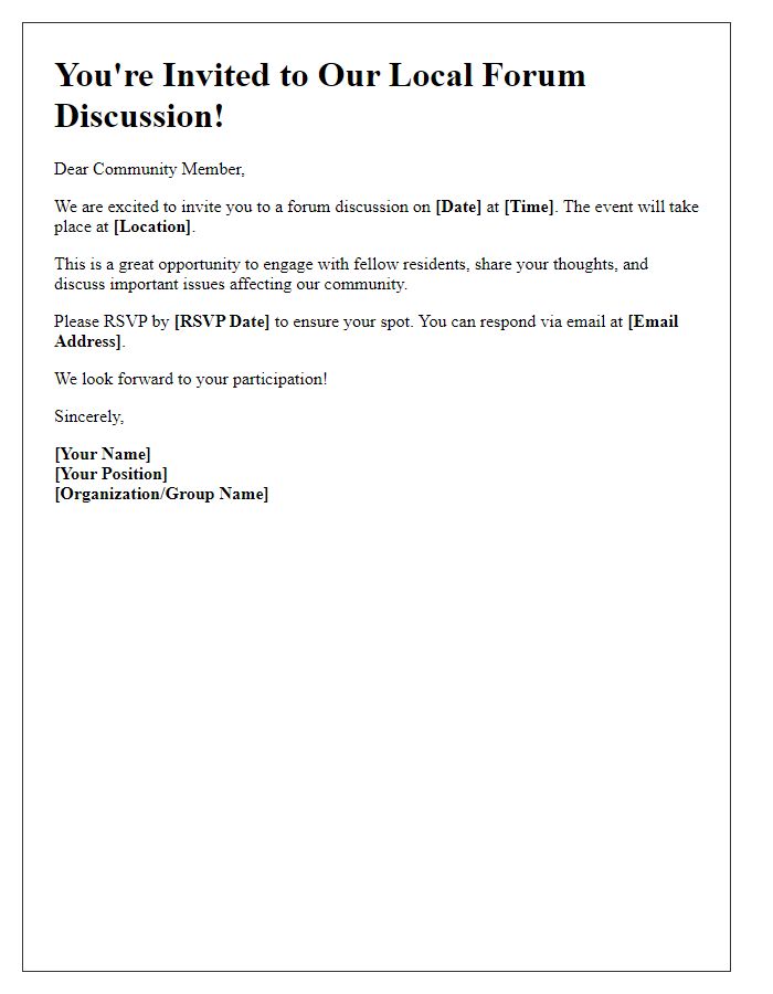 Letter template of local forum discussion invite