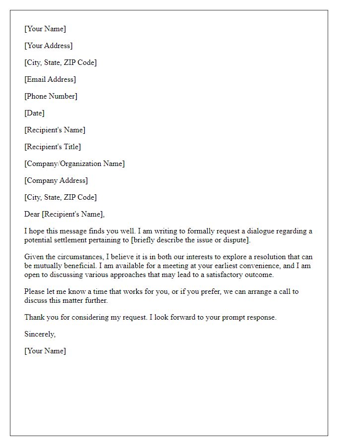 Letter template of request for settlement dialogue