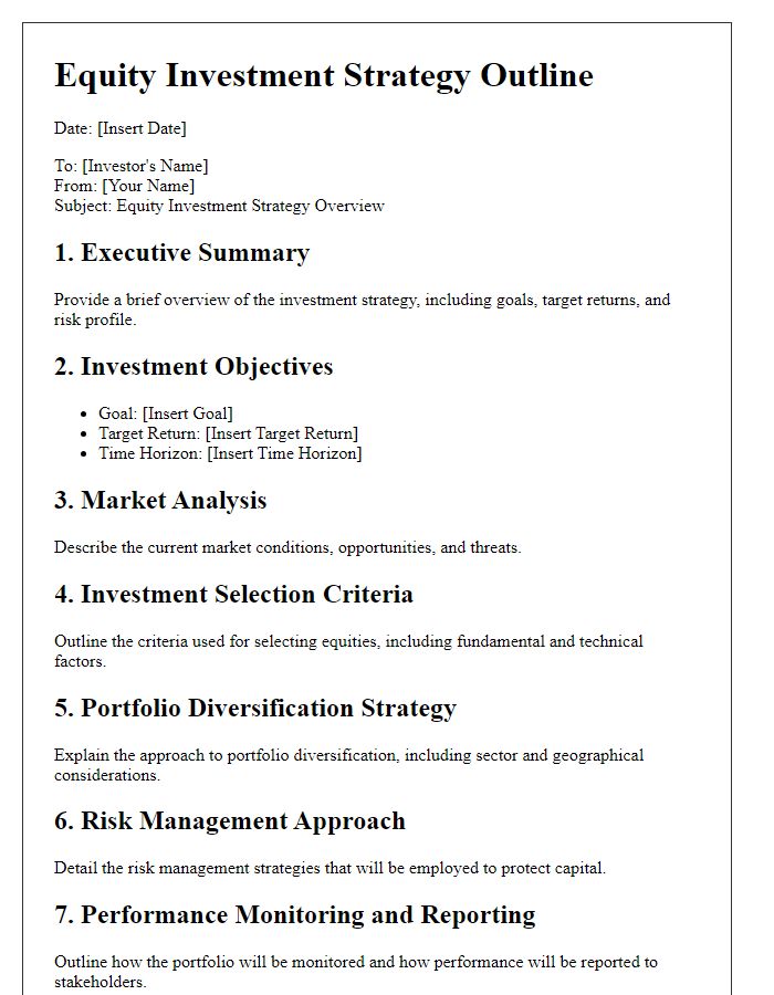 Letter template of equity investment strategy outline