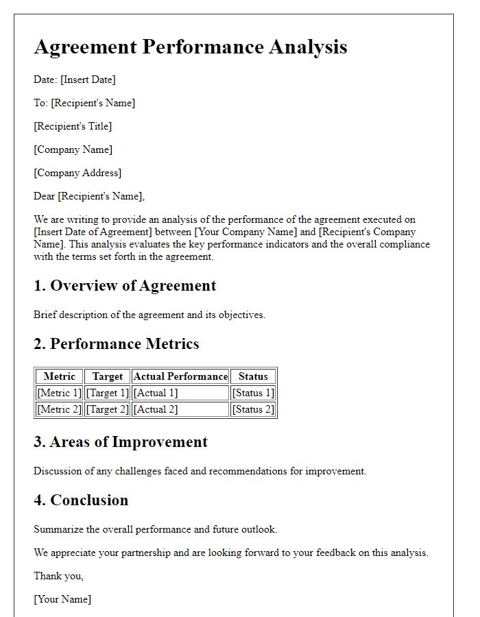 Letter template of Agreement Performance Analysis