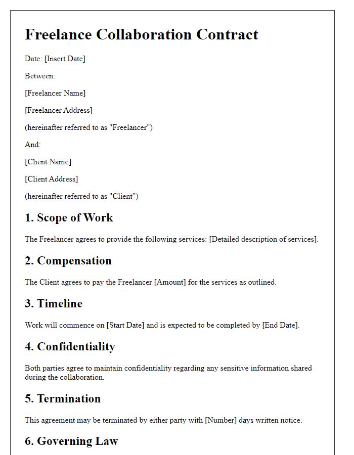 Letter template of freelance collaboration contract