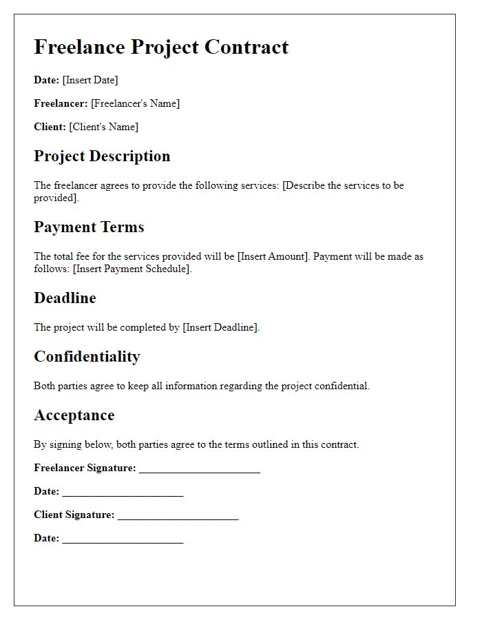 Letter template of freelance project contract