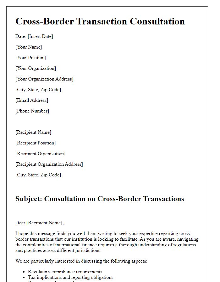 Letter template of cross-border transaction consultation for financial institutions