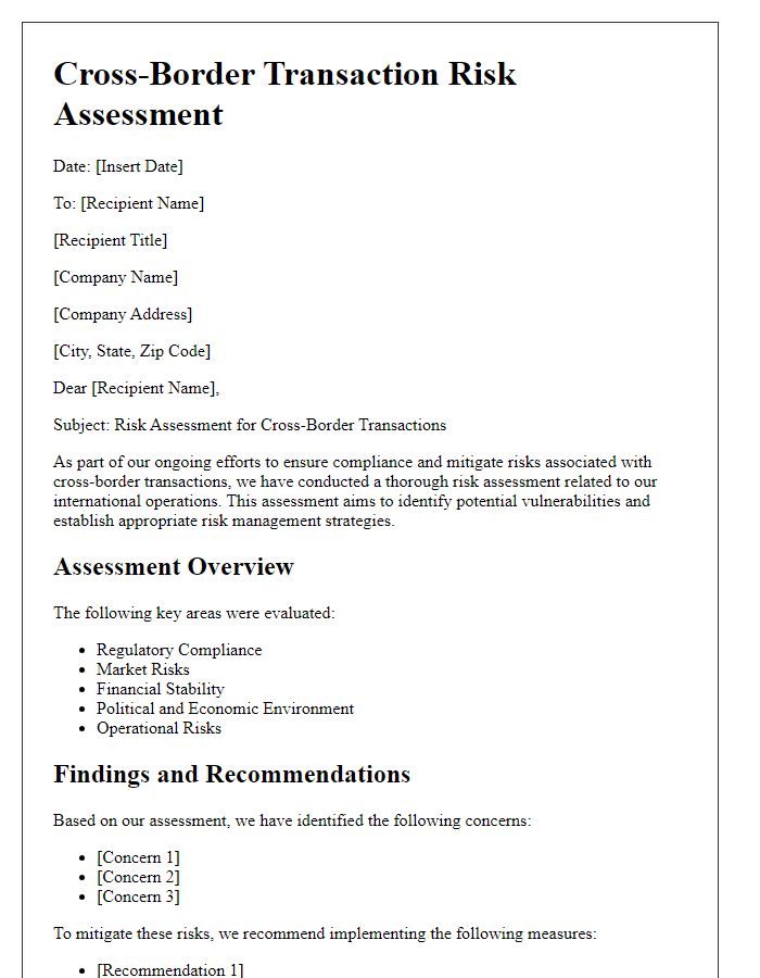 Letter template of cross-border transaction risk assessment for international firms