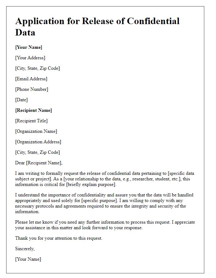 Letter template of Application for Release of Confidential Data