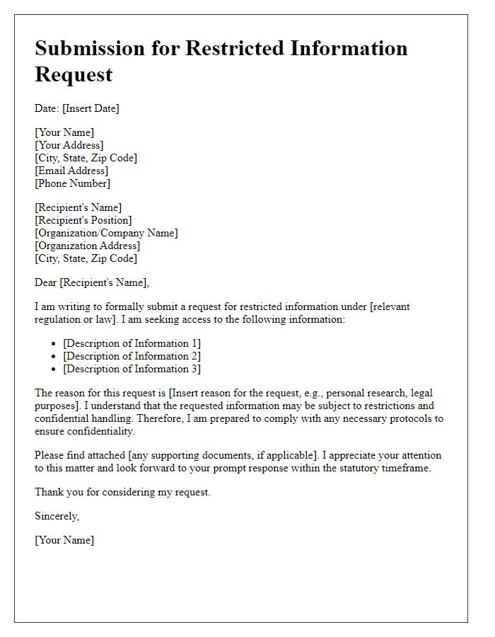 Letter template of Submission for Restricted Information Request