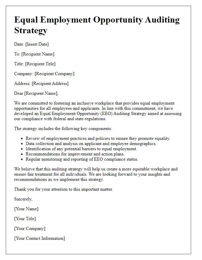 Letter template of Equal Employment Opportunity Auditing Strategy