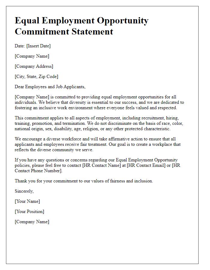 Letter template of Equal Employment Opportunity Commitment Statement