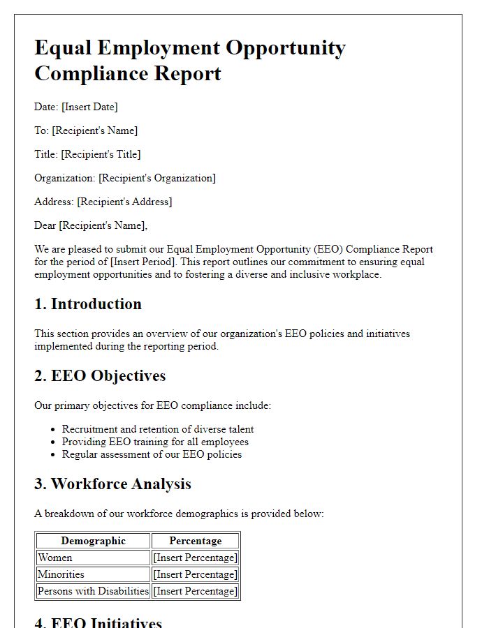 Letter template of Equal Employment Opportunity Compliance Report