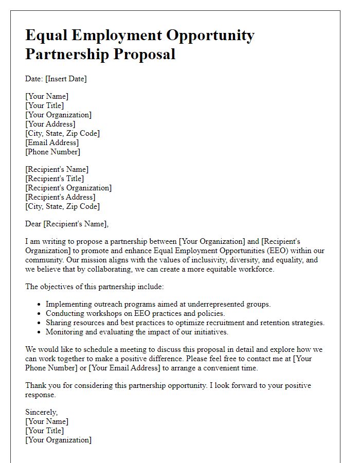 Letter template of Equal Employment Opportunity Partnership Proposal