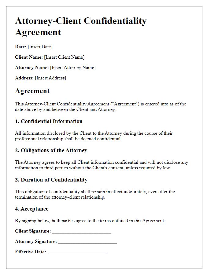 Letter template of attorney-client confidentiality agreement.